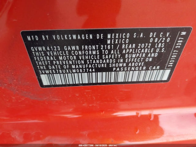 3VWE57BUXLM087744 Volkswagen 1.4 tsi