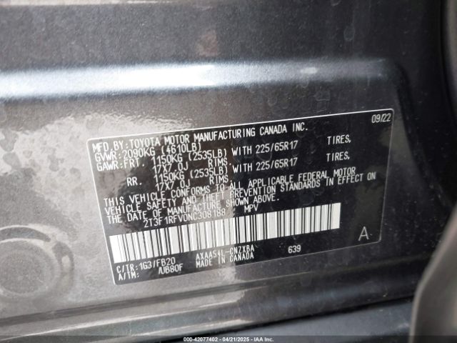 2T3F1RFV0NC308188 Toyota RAV4 LE