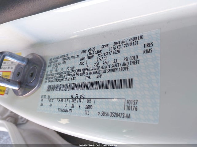1FMCU9G69NUA61133 Ford ESCAPE SE