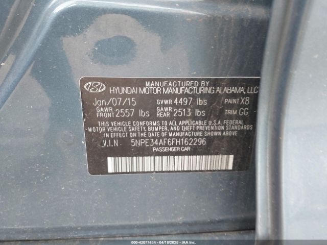 5NPE34AF6FH162296 Hyundai Sonata Sport