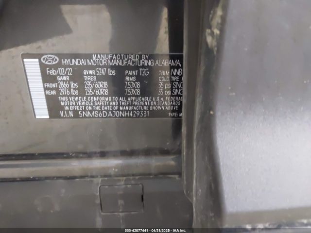 5NMS6DAJ0NH429331 Hyundai Santa Fe Xrt