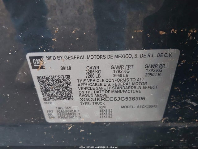 3GCUKREC6JG536306 Chevrolet Silverado 1500 1lt