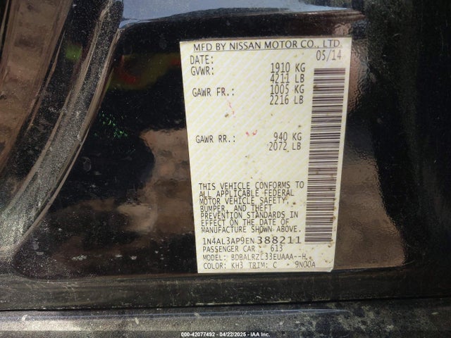 1N4AL3AP9EN388211 Nissan Altima 2.5 S