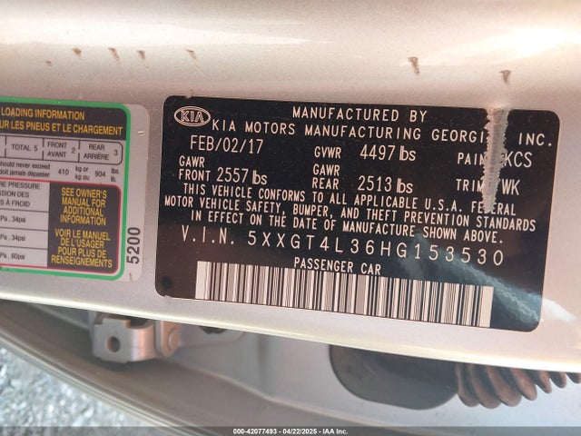 5XXGT4L36HG153530 KIA Optima Lx