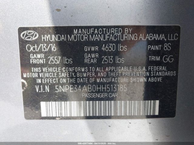 5NPE34AB0HH513185 Hyundai Sonata Sport 2.0t