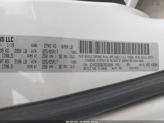 2C4RDGBG6KR619404 Dodge Grand Caravan