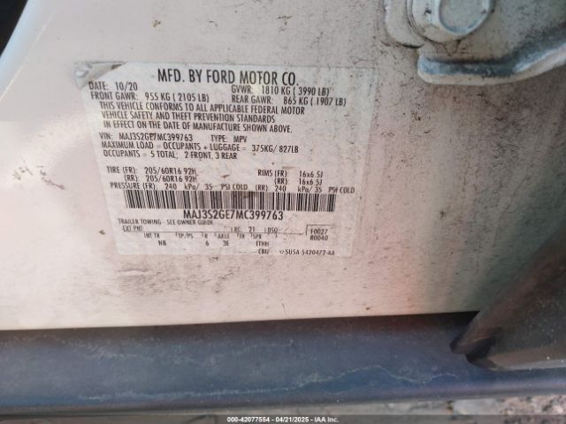 MAJ3S2GE7MC399763 Ford Ecosport Se