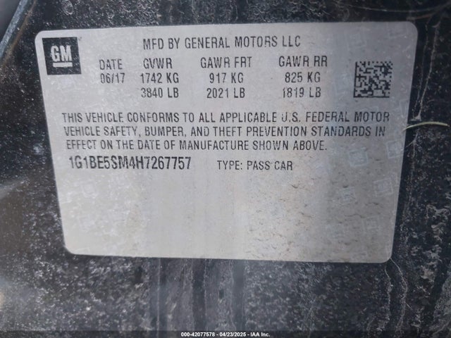 1G1BE5SM4H7267757 Chevrolet Cruze Lt Auto