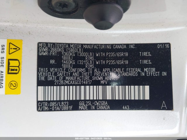 Lexus RX 350 2016 2T2BZMCAXGC014817 Image 9