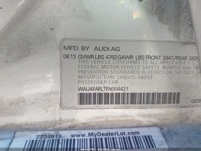 WAUAFAFL7EN004421 Audi flex fuel engine