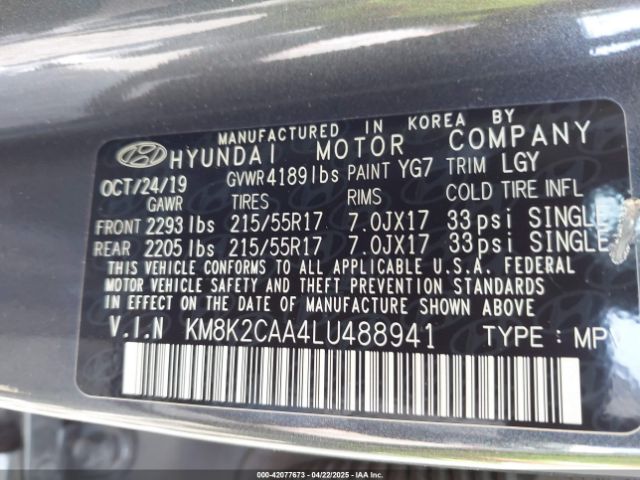 2020 HYUNDAI KONA KM8K2CAA4LU488941 Photo 8