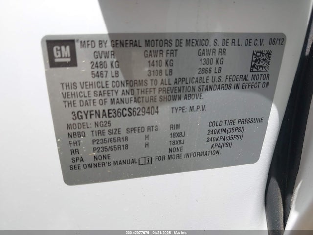 2012 CADILLAC SRX 3GYFNAE36CS629404 Photo 8
