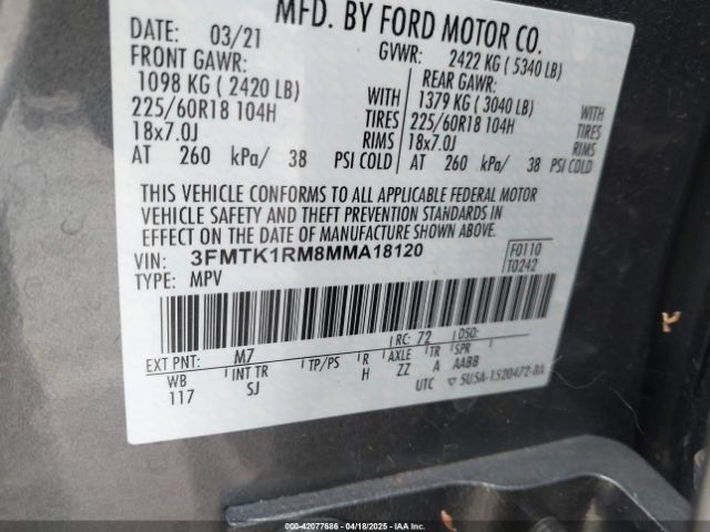 2021 FORD MUSTANG MACH-E 3FMTK1RM8MMA18120 Photo 8