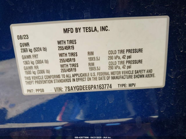 2023 TESLA MODEL Y 7SAYGDEE6PA163774 Photo 8