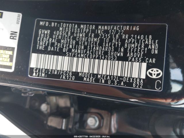 5YFS4MCE0PP142053 Toyota COROLLA SE