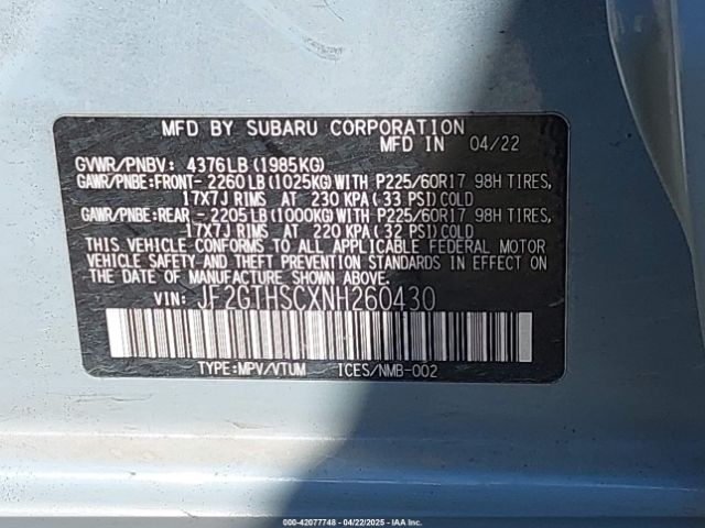 2022 SUBARU CROSSTREK JF2GTHSCXNH260430 Photo 8