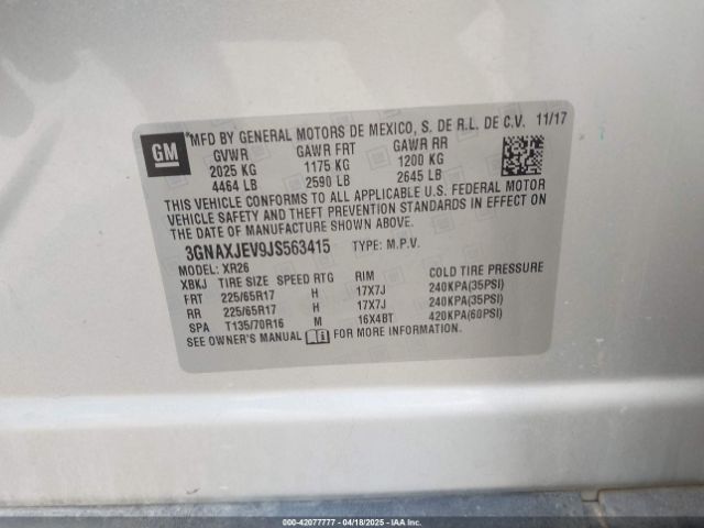 2018 CHEVROLET EQUINOX 3GNAXJEV9JS563415 Photo 8