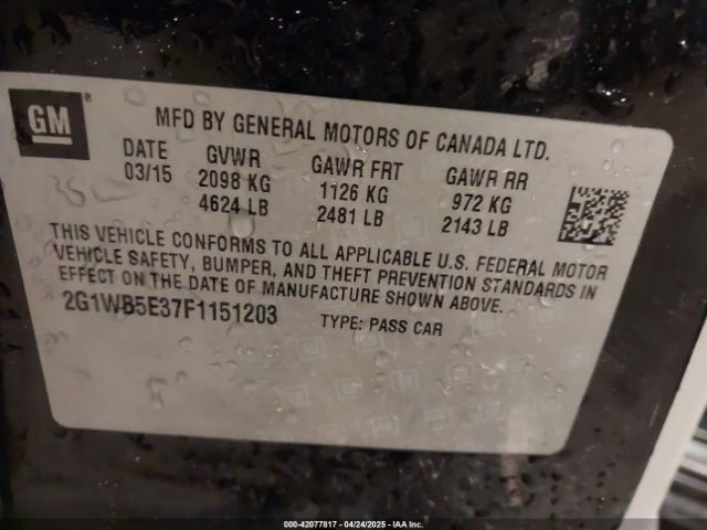 2G1WB5E37F1151203 Chevrolet Impala Limited Lt