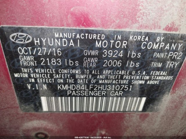 KMHD84LF2HU310751 Hyundai Elantra Limited