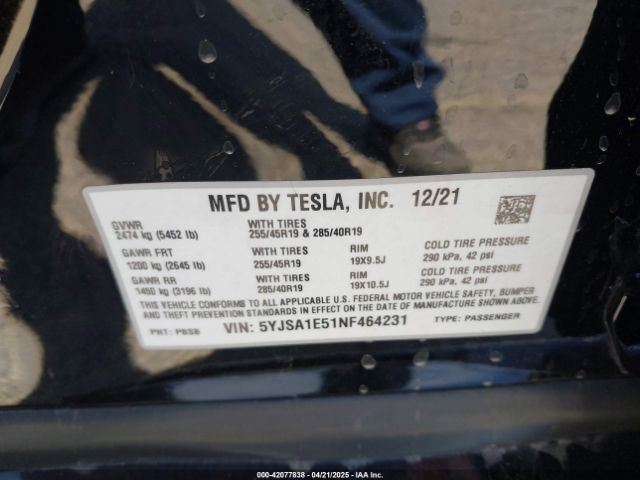 5YJSA1E51NF464231 Tesla Model S Dual Motor All-wheel Drive