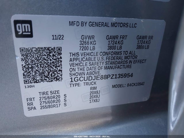 1GCUDJE88PZ135954 Chevrolet Silverado 1500 4wd  Short Bed High Country