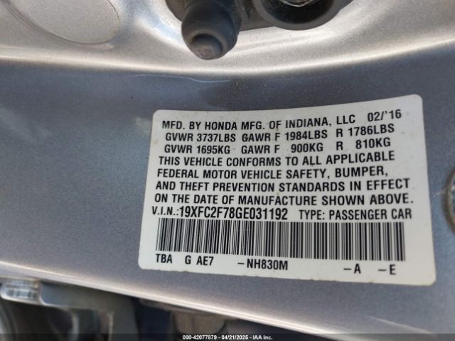 19XFC2F78GE031192 Honda CIVIC EX