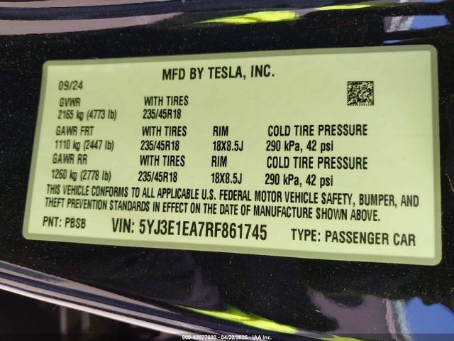 Tesla 2024 2024 5YJ3E1EA7RF861745 Image 8