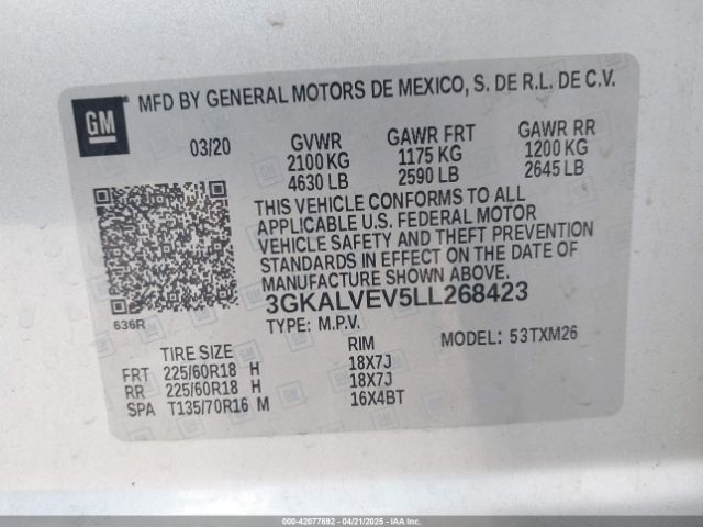 3GKALVEV5LL268423 GMC Terrain Awd Slt