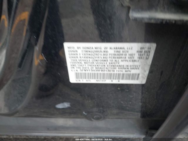 5FNYF3H39FB013616 Honda PILOT SE