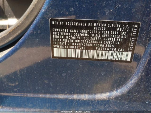 3VW2B7AJ1HM387263 Volkswagen Jetta 1.4t S
