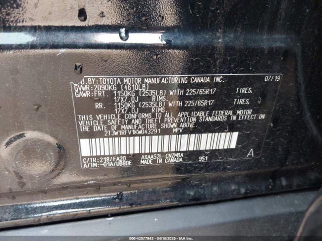 2T3W1RFV1KW043291 Toyota a25a-fks