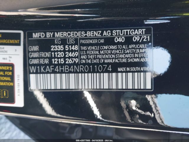 W1KAF4HB4NR011074 Mercedes-Benz C 300 4matic