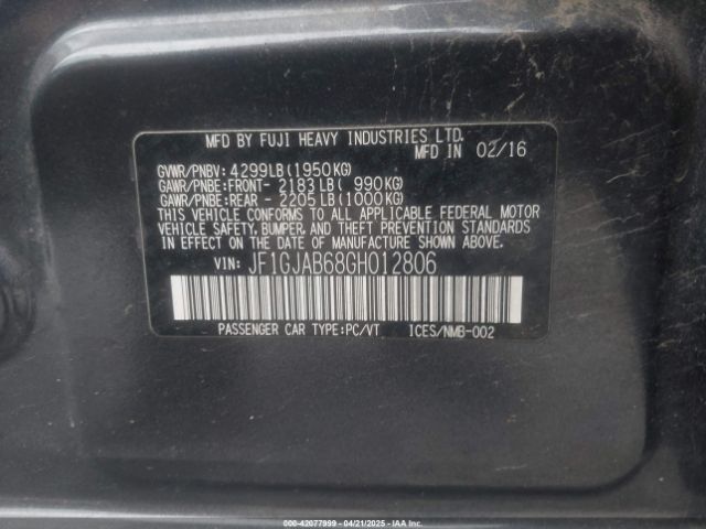 JF1GJAB68GH012806 Subaru Impreza 2.0i Premium