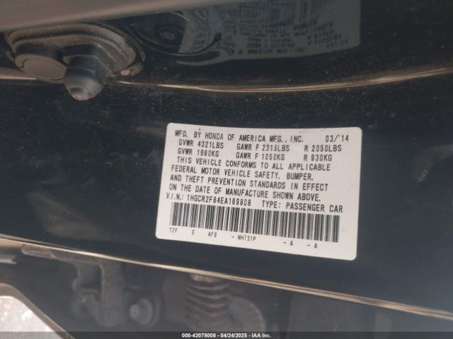 1HGCR2F84EA169808 Honda Accord Ex-l