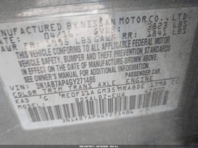 3N1AB7AP4GY271486 Nissan SENTRA S