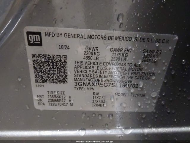 3GNAXPEG7SL190701 Chevrolet Equinox Awd Lt