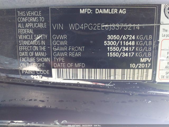 WD4PG2EE6J3375214 Mercedes-Benz Metris