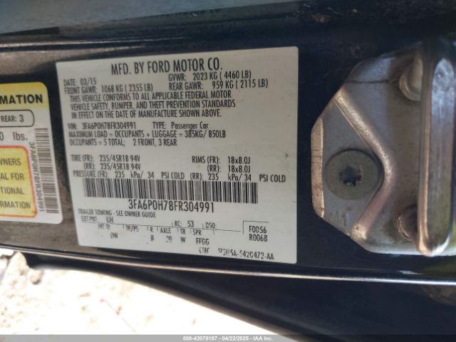 3FA6P0H78FR304991 Ford FUSION SE