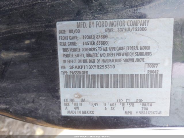 2000 FORD ESCORT 3FAKP113XYR255310 Photo 8