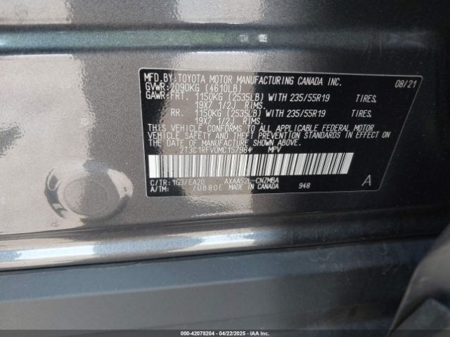 2T3C1RFV0MC157984 Toyota Rav4 Xle Premium