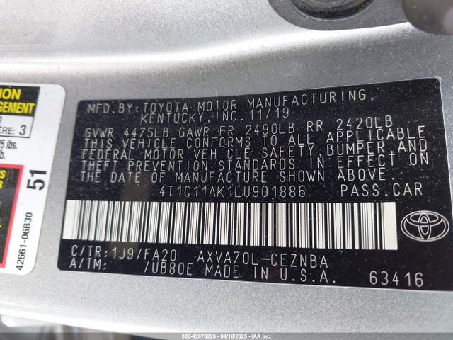 4T1C11AK1LU901886 Toyota CAMRY LE
