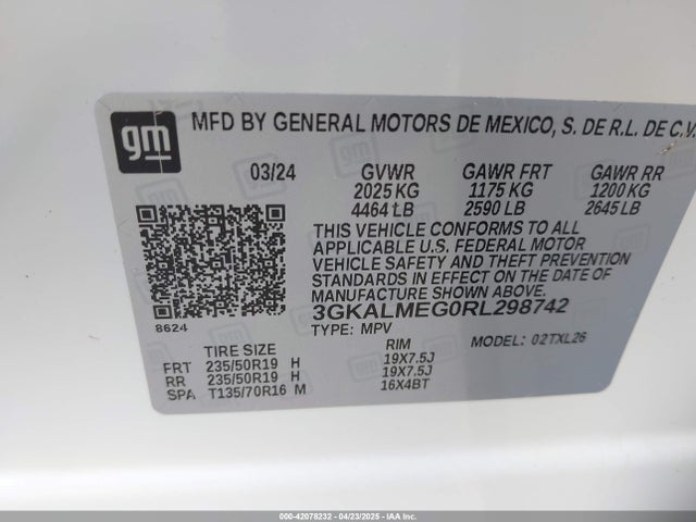 3GKALMEG0RL298742 GMC Terrain Fwd Sle