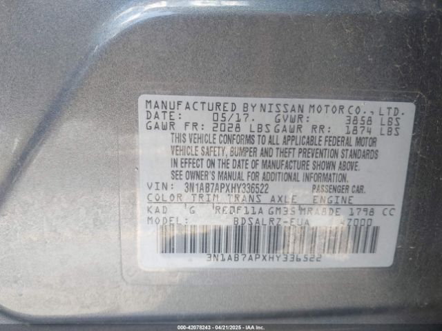 3N1AB7APXHY336522 Nissan 2017