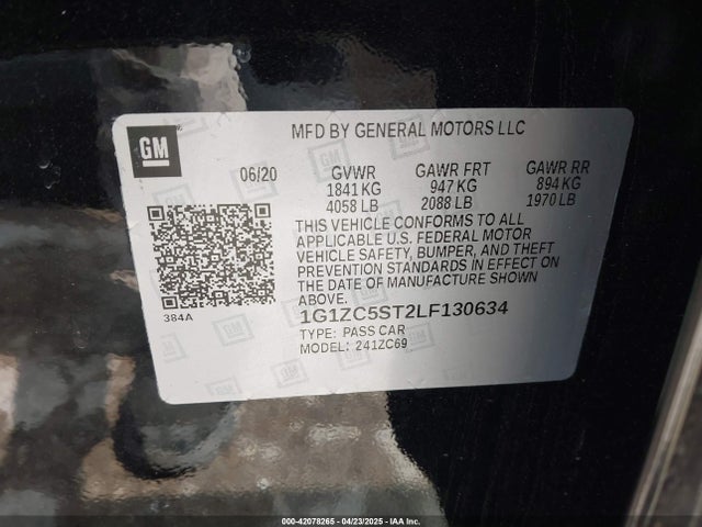 Chevrolet lfv - direct injection, variable valve timing, gen 1 2020 1G1ZC5ST2LF130634 Image 9