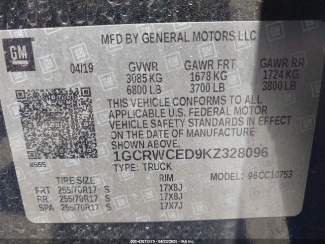 1GCRWCED9KZ328096 Chevrolet Silverado 1500 Lt