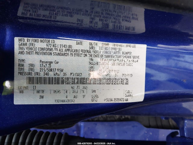 1FADP3K2XEL337834 Ford FOCUS SE