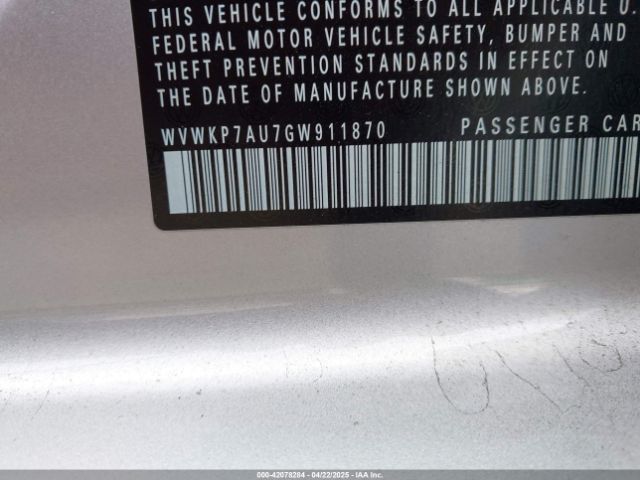 WVWKP7AU7GW911870 Volkswagen E-golf Se