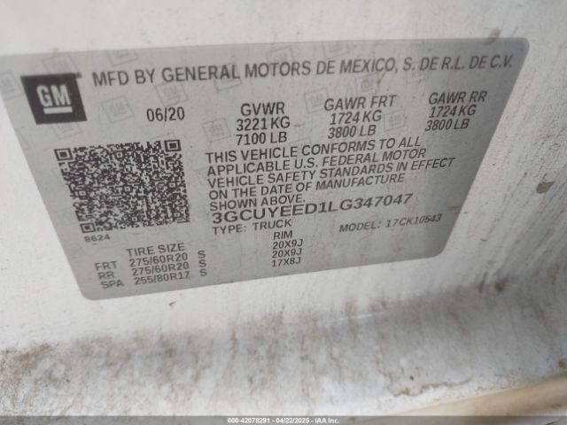 3GCUYEED1LG347047 Chevrolet Silverado 1500 4wd  Short Bed Rst