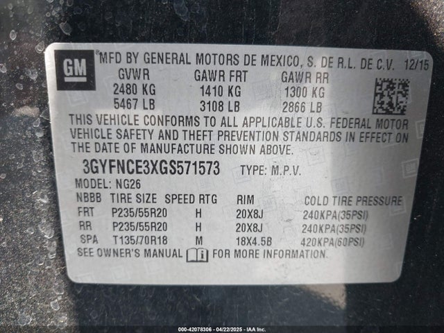 2016 CADILLAC SRX 3GYFNCE3XGS571573 Photo 8