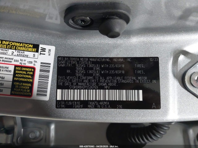 5TDKDRBH2PS526769 Toyota Highlander Xle